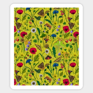 Wild flowers and moths Sticker